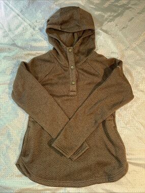 Columbia Darling Days II Fleece Chevron Pullover Hoodie Size Medium Brown